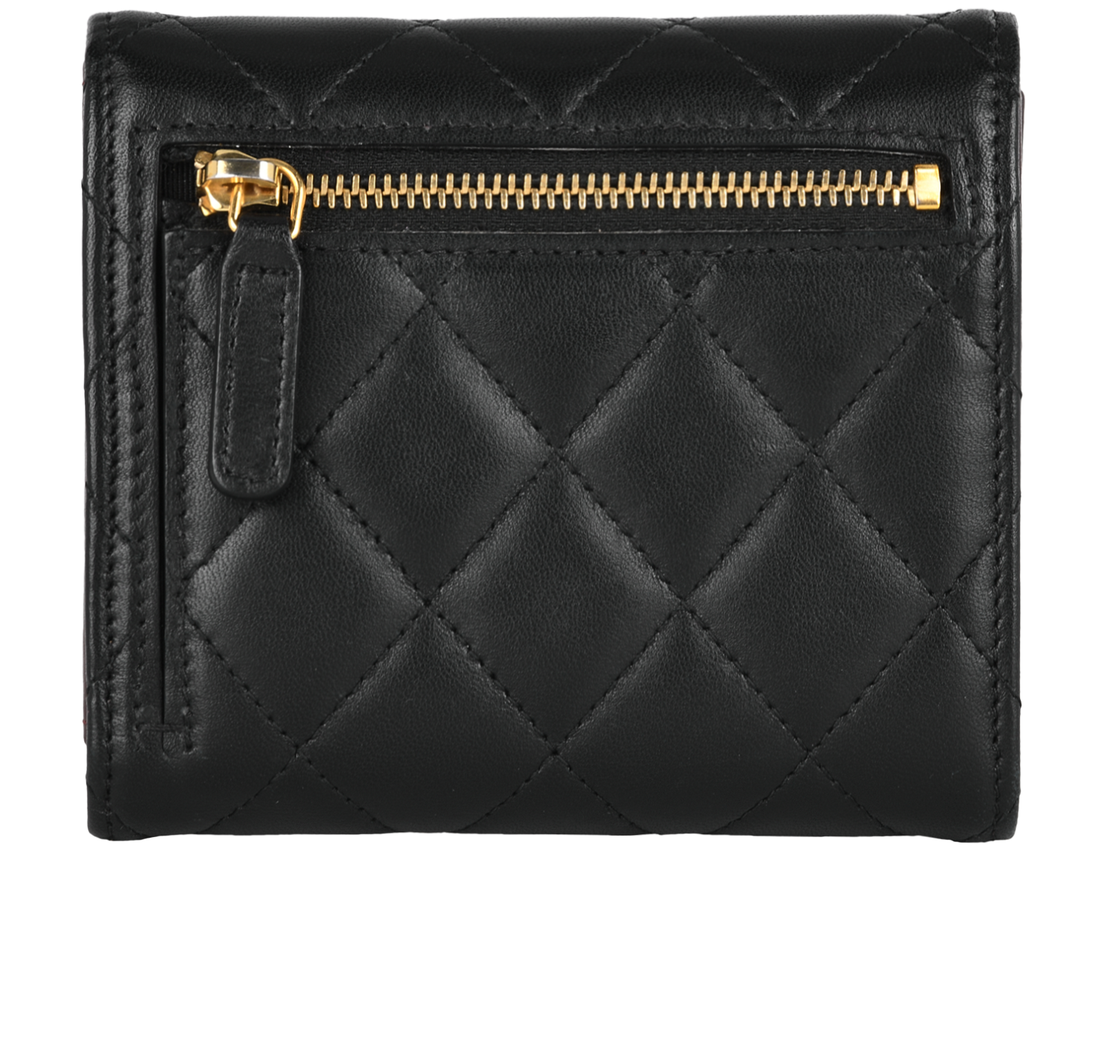Chanel Small Classic Flap Wallet, &pound;520, Accessories, Black, Lambskin Leather, Back view
